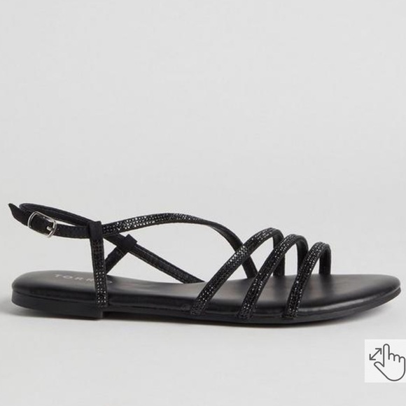 NWT Torrid Embellished Asymmetric Strappy Sandal Wide Width Black - Picture 2 of 6